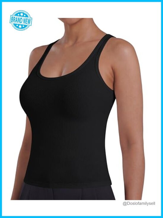 Tops - Lyocell Ribbed Racerback Tank Top, Fitted Sleeveless Summer Top